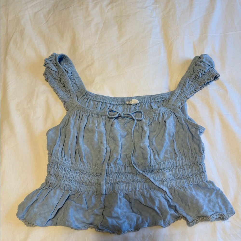 Cotton Candy LA Light Blue Ruffled Blouse